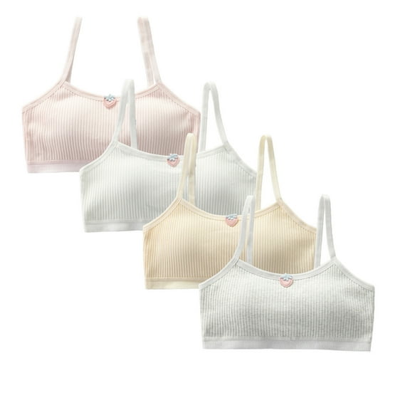 Light Sport Crop Cami Bras Fit for 10-15 Years Teens & Big Girls Cotton Breathable Training Bras Elastic Shoulder Straps with Adjustable Straps