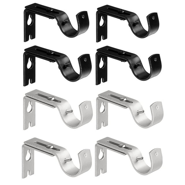 AMERTEER 4Pcs Curtain Rod Bracket Adjustable Drapery Rod Holder Metal Curtain Support Rod for Bathroom