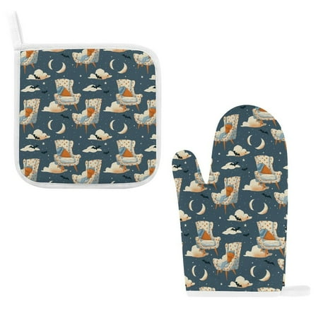 

ZZZHY Pumpkin Lantern Creamy Delight-1068 Oven Mitts and Pot Holders Sets Heat Resistant Oven Gloves Cute Kitchen Mitts for Oven 2-Piece Baking Gloves Set for Cooking Grilling Baking