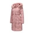 thumbnail image 5 of jtjvou Winter Coats for Women Trendy Warm Thicken Waterproof Mid Length Puffer Jacket Hooded Quilted Parka Trench Outerwear Pink L, 5 of 6