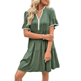 thumbnail image 2 of Robes Babydoll Fluides à Col en V pour Femmes, Été 2025, Manches Courtes, Robe Tunique Mini Décontractée, Vert m, 2 of 10