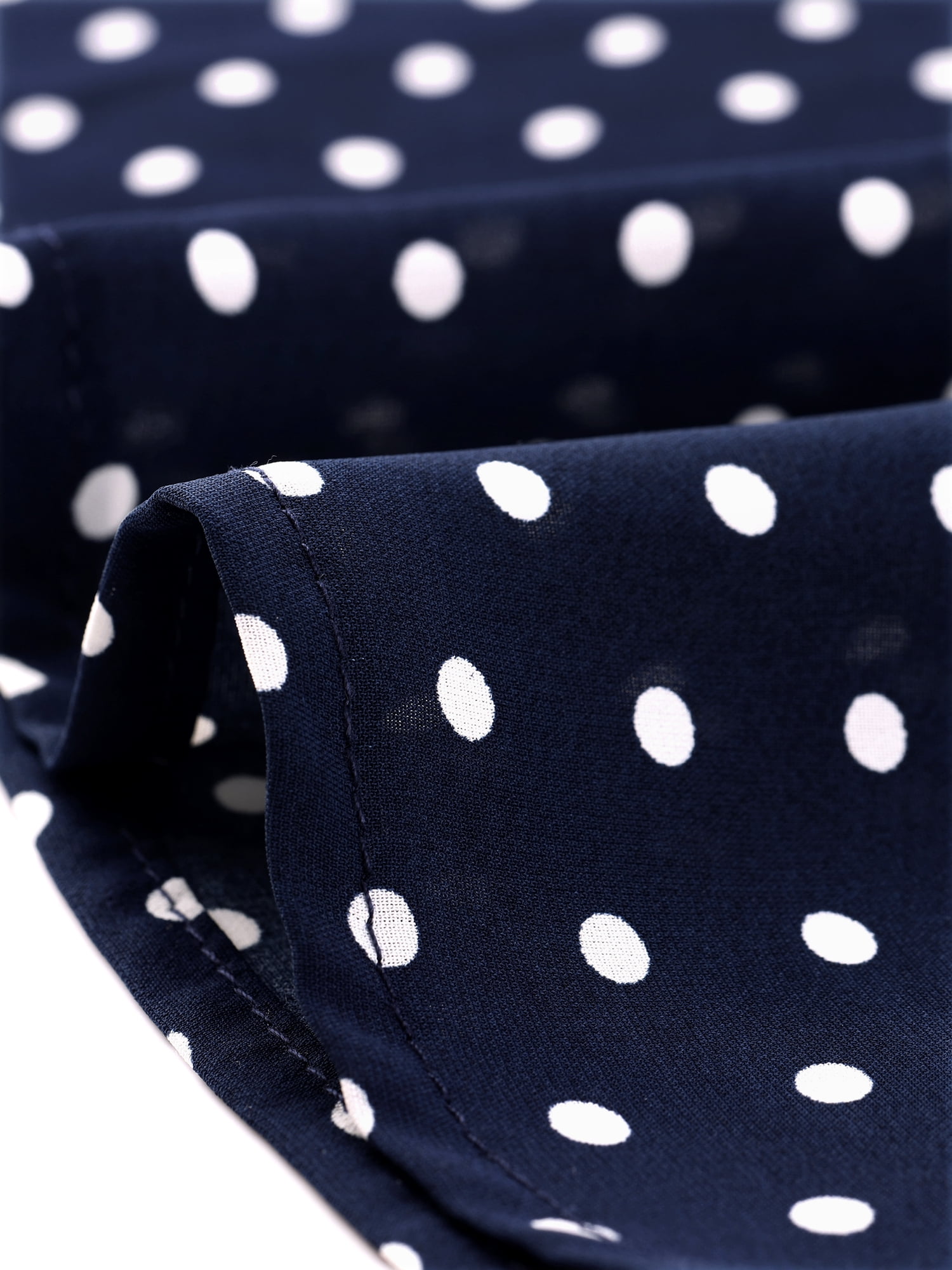 DARING DIVA V Neck Dots Printed Work Office Blouse Top L Dark Blue