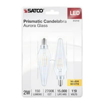 Satco S12142 Prismatic HX11 LED Light Bulb Aurora Finish 2W 120V 2700K E12 Candelabra Base (24 Light Bulbs)