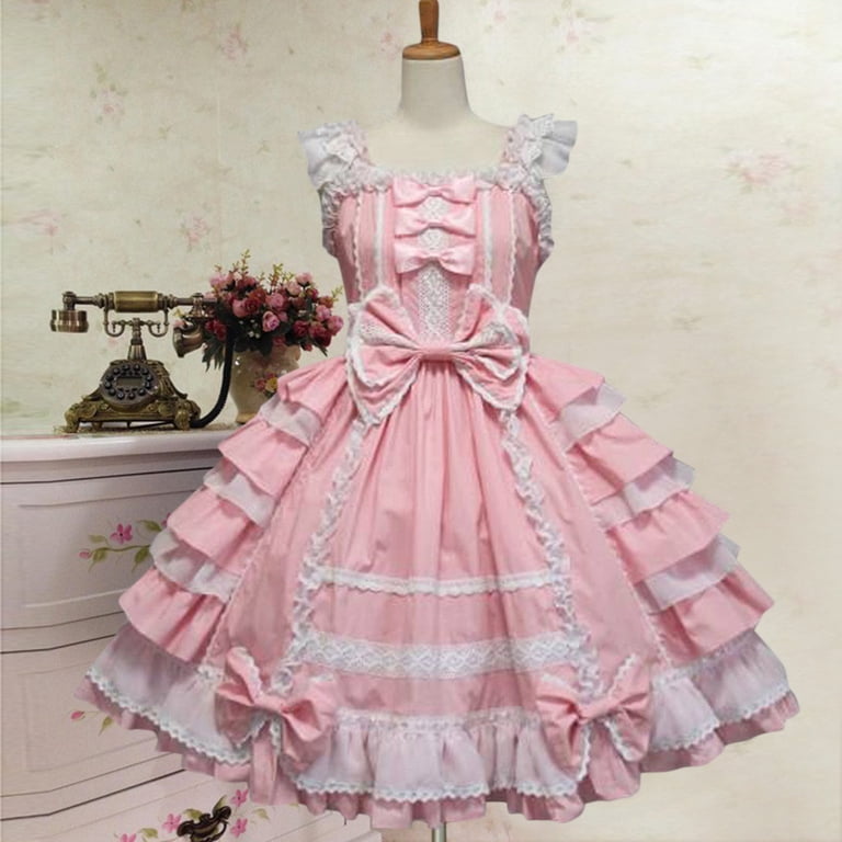 Fshinging Dresses For Women 2025 Elegant Classy Gothic Bowknot Lace Flounce  Multi-Layer Ruffle Sleeveless Party Princess Prom Dress - Walmart.com