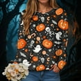 thumbnail image 2 of YDFCWXW Halloween Sweatshirts for Women 2025 Spooky Season Halloween Graphic Crewneck Tops Casual Sweater Pullover Top Light Gray, M, 2 of 5