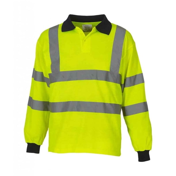 Yoko - Polo/camisa de seguridad de manga larga de alta visibilidad (Tallas grandes hasta 6XL) para mujer señora - Trabajar / Reflectante (Paquete de 2) (Amarillo fluorescente) Yoko UTBC4411_hivisyellow