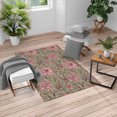 thumbnail image 1 of Aster Turkish Area Rug, Earth Tones Flower Petals Autumn Classic Flourishing Mother Nature Design, Soft Carpet for Living Room Decor with Distressed Look, 5.2' X 7.6', Peacock Green, by Ambesonne, 1 of 4