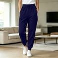 thumbnail image 2 of Women's Sweatpants Casual Drawstring Joggers with Elastic Cuffed Hem, Lightweight Lounge Pants for Yoga Running Athletic Workout Navy 2XL, 2 of 5