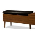 thumbnail image 4 of Baxton Studio Merrick Mid-century 1-drawer 2-tone Oak and Dark Brown Wood Entryway Storage Cushioned Bench Shoe Rack, 4 of 8
