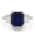 thumbnail image 2 of HeartsAndYou 3ct Natural Blue Sapphire & Diamond Ring Trilogy 100% REAL 14k SOLID White Gold, 2 of 9