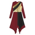 thumbnail image 5 of Alvivi Womens Long Sleeve Metallic Liturgical Praise Dance Dress Church Worship Lyrical Costume Black&Burgundy L, 5 of 7