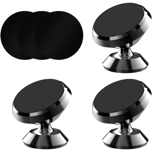 [3 Pack] Magnetic Phone Car Mount with Black Metal Plates, Car Sturdy Stick-on Cell Phone Holder Car Built-in Amazing Strong Magnets, Hands Free Magnetic Car Phone Holder with Strong Adhesive