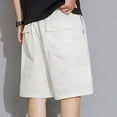 thumbnail image 6 of HOOMEUMY Men's Baggy Cotton Shorts with Pockets Drawstring Lightweight Breathable Solid Color Summer Beach Knee Length Shorts White XL, 6 of 9