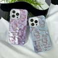 thumbnail image 2 of Hello Kitty Sanrio fold pattern Plating Anime Phone Case For iPhone 15 14 13 12 11 Pro Max 15Plus Case Cute luxury Cartoon Cover LXY, 2 of 7