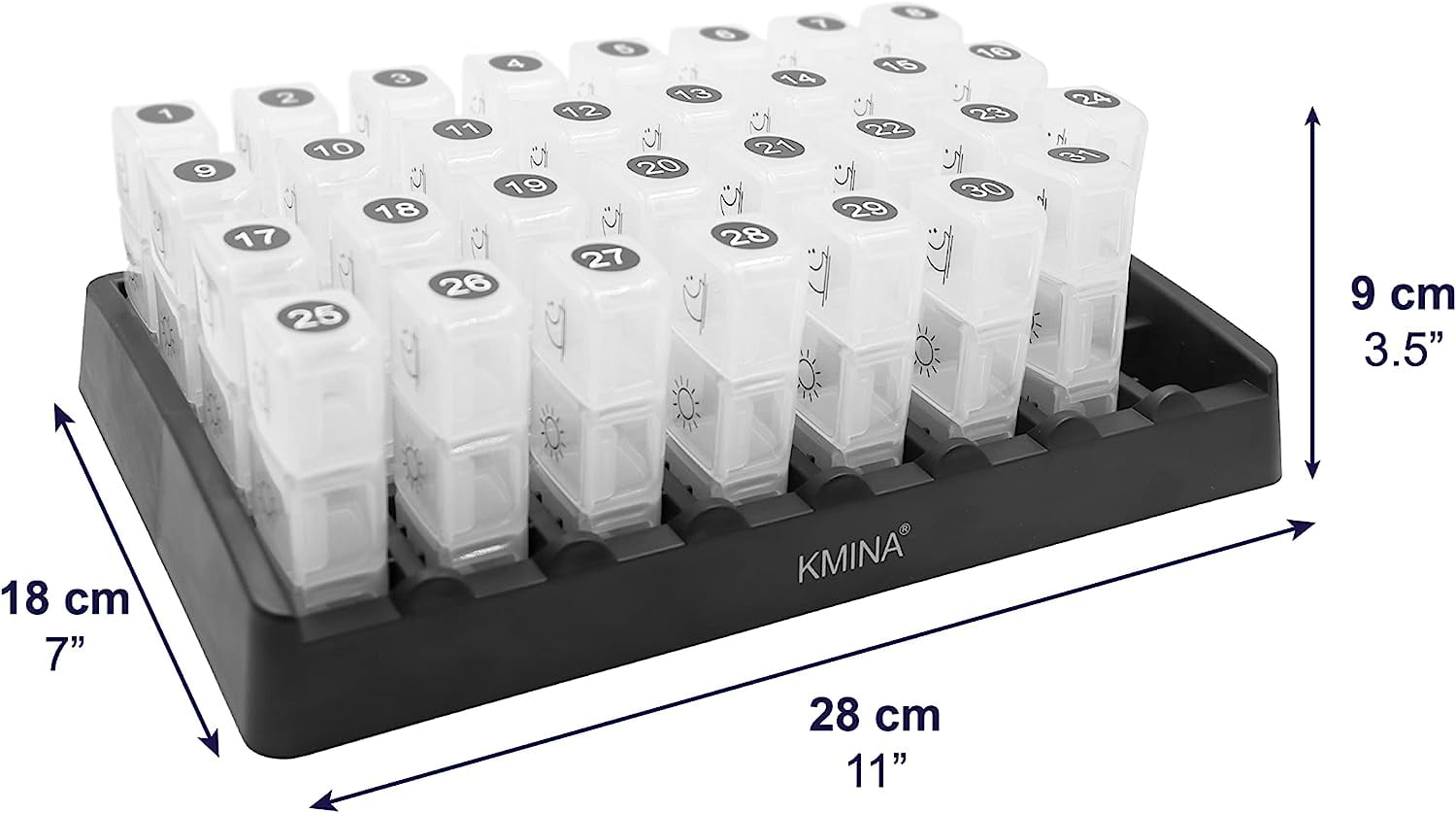 KMINA - Monthly Pill Organizer 3 Times a Day, Month Pill Box Organizer