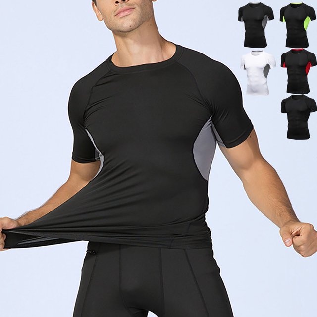 JDQJBZ Mens Tranning Top Solid Color Raglan Sleeve Short Sleeve Crew Neck Quick Dry Athletic Shirt