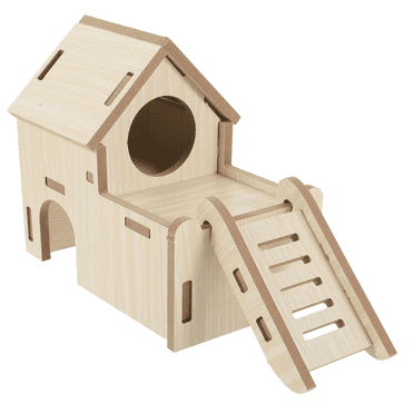 HOKARUA Rabbit Toy Wood Hamster Hideout House Chinchilla Hut Wooden Platform Hamster Playground