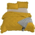 thumbnail image 6 of DNG Creations 3 Piece Ruffle Diamond Comforter All Season 550 GSM Oversized King Size - 800 Threads Count, 100% Egyptian Cotton Solid Gold Colour, 6 of 7