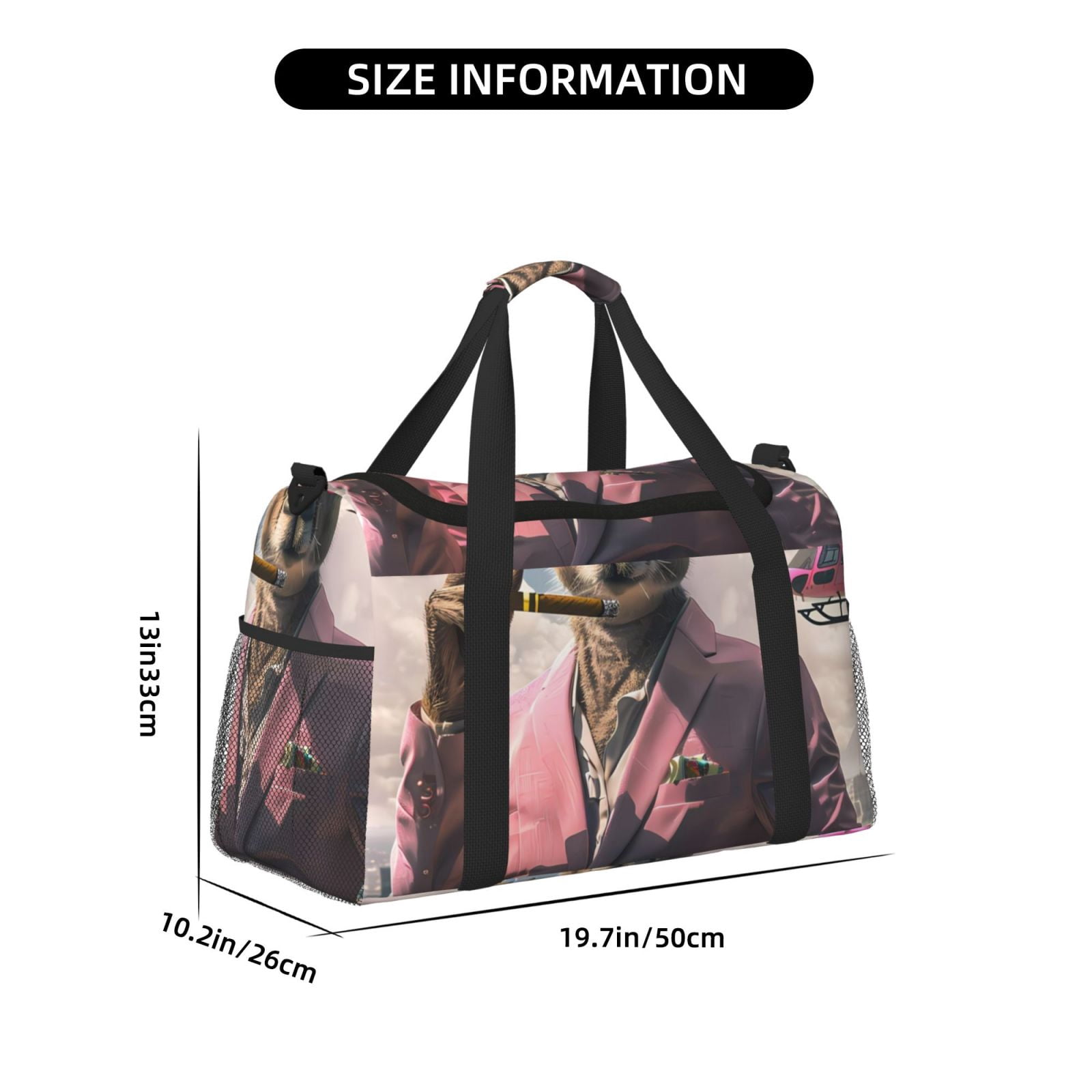 Picia Stylish Kangaroo In Suit Print Travel Duffle Bag,Weekender Bags for Women with Shoe Compartment, Gym Duffel Bag with Wet Pocket, Hospital Bags for Labor and Delivery