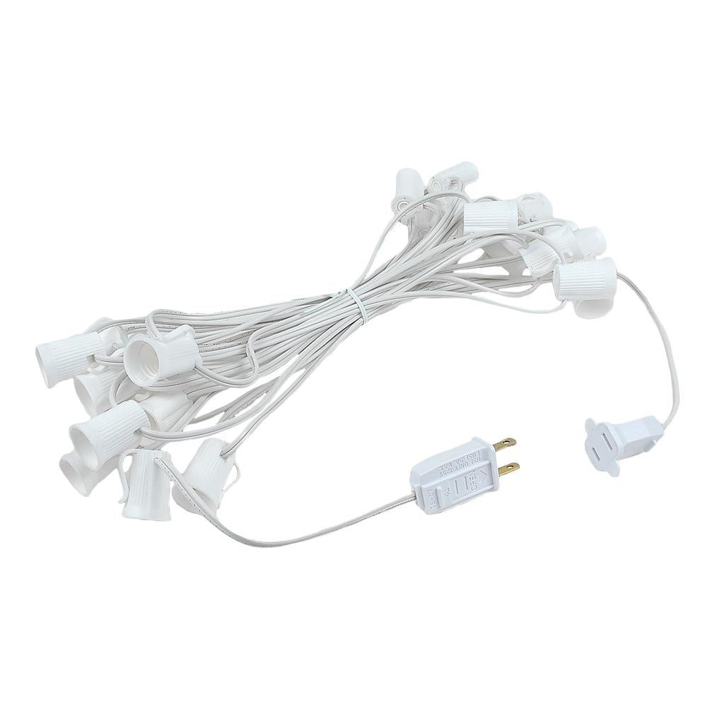Novelty Lights 25 Foot G50 Outdoor Patio String Lights with 25 Clear Globe Bulbs – Indoor Outdoor String Lights – Market Bistro Café Hanging String Lights – C9/E17 Base - White Wire