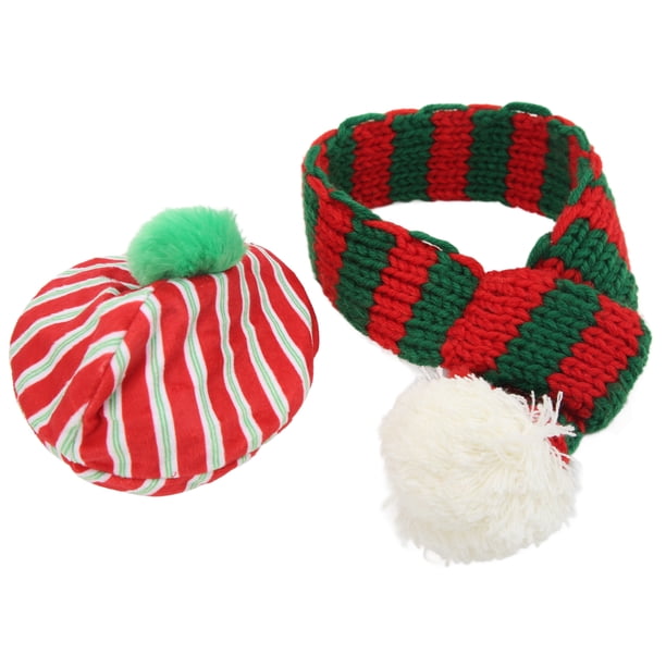 Conjunto de gorro y bufanda para perro, adorable gorro de punto navideño para mascotas, gatos, perros pequeños, medianos y grandes (rojo, verde, M)