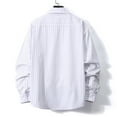 thumbnail image 4 of Miluxas Men Lapel Striped Fashion Shirt Casual Thin Striped Loose Vintage Button Down Top Pinstripe Long Sleeve Shirt White 10(XL), 4 of 6