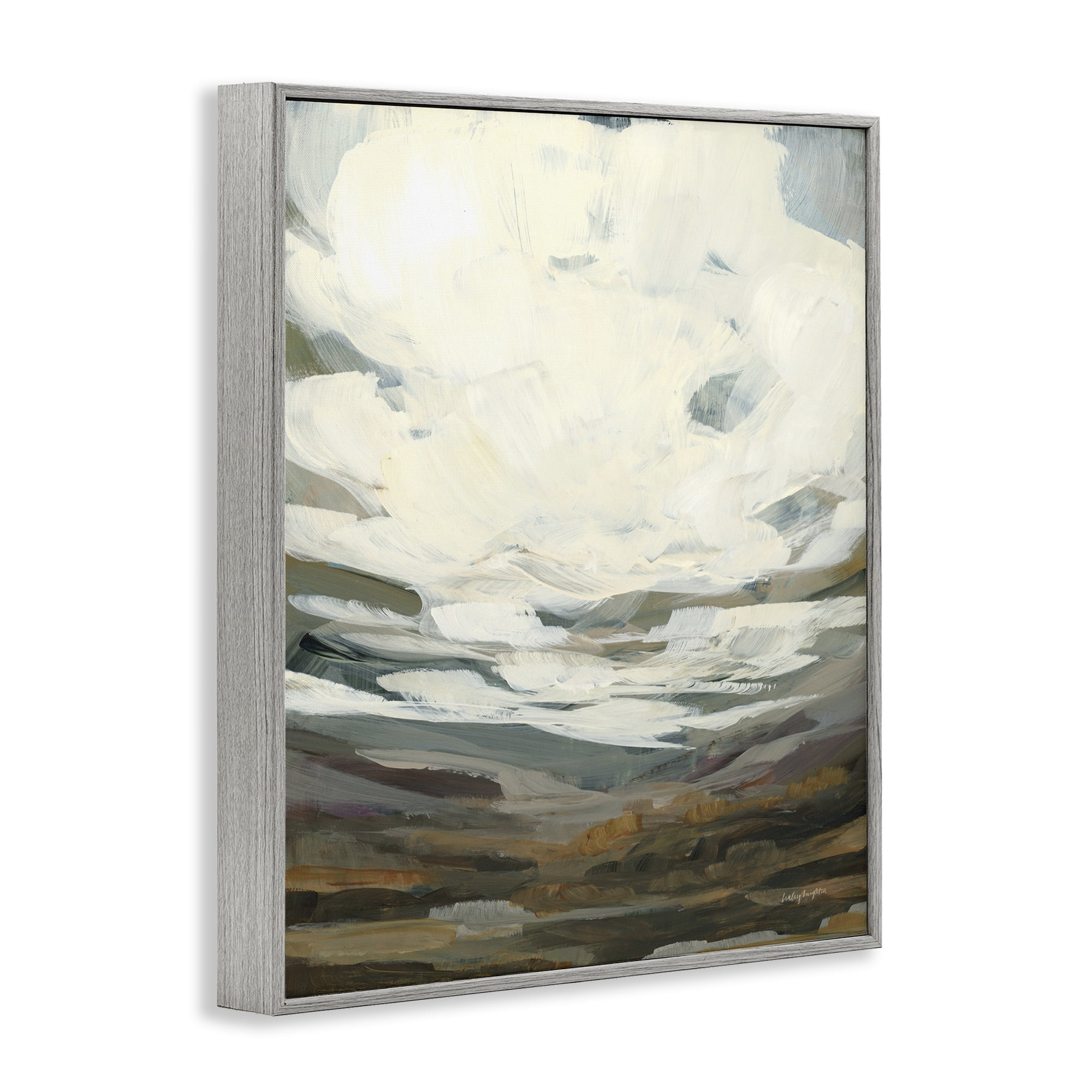 Stupell Industries Cloudy Abstract View Landscape Painting Gray Framed Art Print Wall Art, 16 x 20