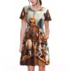 thumbnail image 1 of Disketp Animal Filled Noahs Ark para Vestido de Manga Corta para Mujeres, Vestidos de Verano para Mujeres, Casual y Holgado para la Playa, 1 of 6
