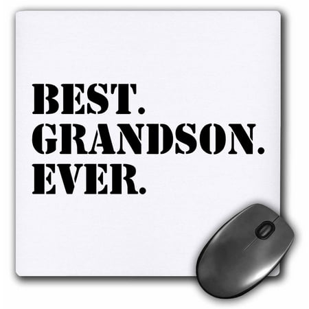 3dRose Best Grandson ever - Gifts for Grandkids - Grandchildren - black text - Mouse Pad, 8 by
