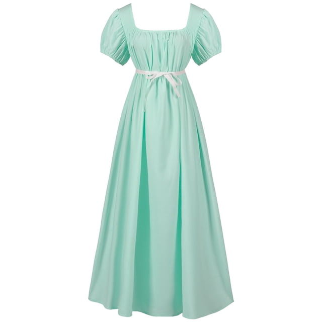 Pisexur Robes de Style Régence pour Femmes Robe Taille Empire Robe avec Ceinture en Satin Robe d'Époque Régence Robe de Cocktail pour Fête Cosplay