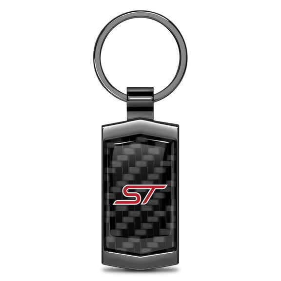 iPick Image for Ford ST Real Black Carbon Fiber Gunmetal Metal Case Key Chain, Official Licensed