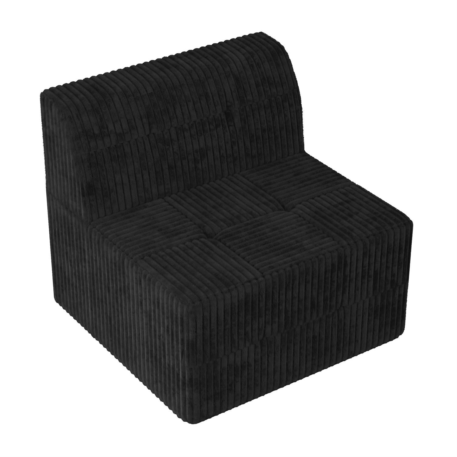 Demi Bonn 130" L-Shaped Modular Sectional Sofa, Modern Minimalist Style DIY Compressed Corduroy Couch for Living Room & Bedroom, Black
