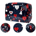 thumbnail image 2 of LOVE Printed Design Waterproof PVC Cosmetic Travel Bag Makeup Pouch Small Leather Pouch Makeup Organizer Drawers Storage Lightweight Large Capacity for Ladies Girls Out and about, 2 of 6