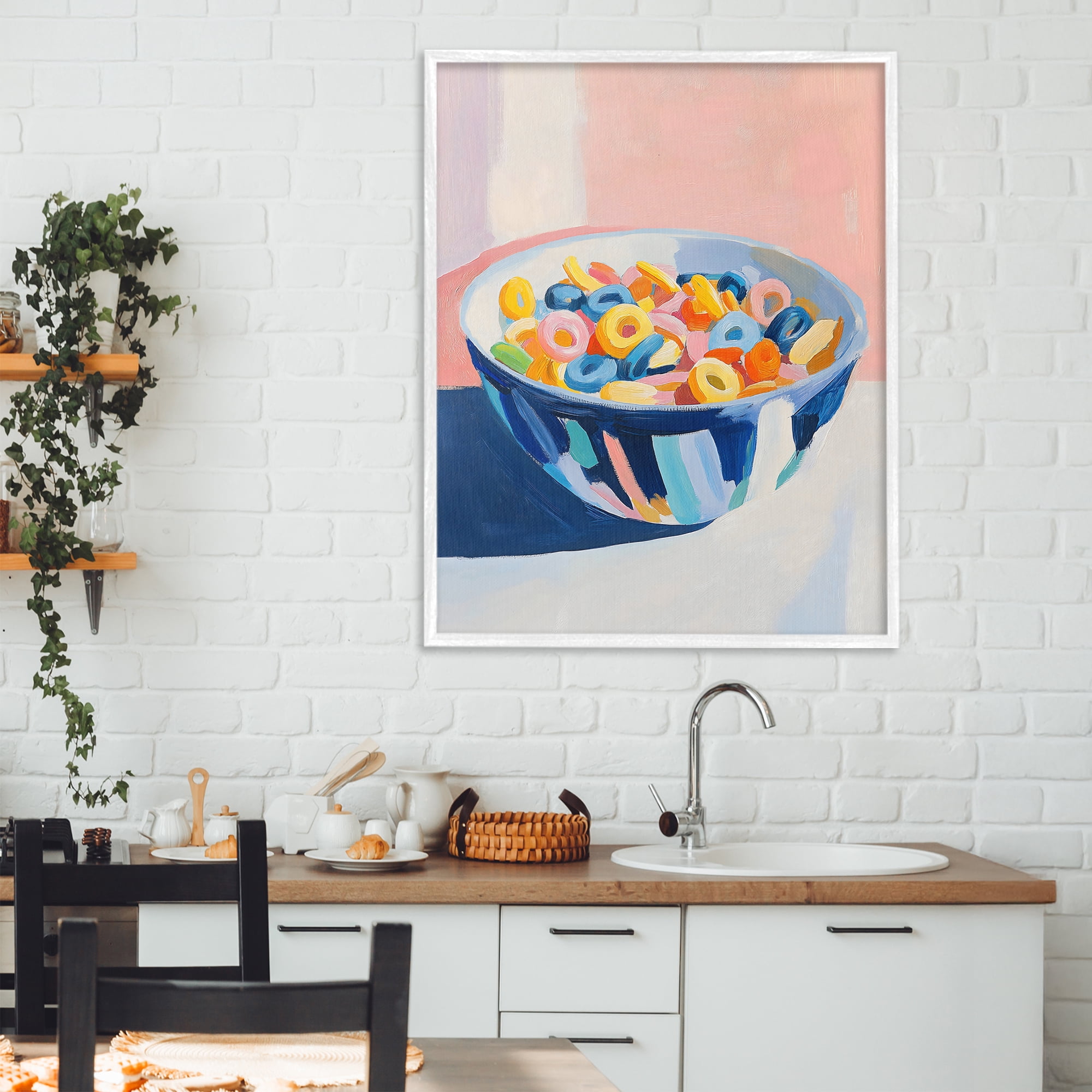 Stupell Industries Colorful Cereal Bowl White Framed Giclee Art, design by The Prints Vibe