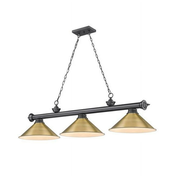 Z Lite 2306-3BP-RB15 3 x 60W Cordon Medium Dimmable Billiard Light, Rubbed Brass