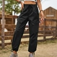 thumbnail image 7 of Baggy Pants with Large Pocket Tapered Cuff Pants Drawstring Closure Elastic Waisted Casual Pants Black M, 7 of 7