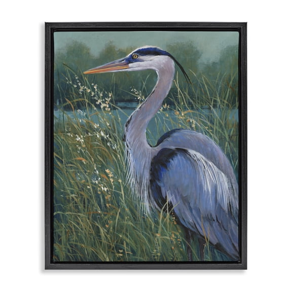 Stupell Industries Traditional Heron at Lake Black Floating Frame Canvas Art, 17 x 21, by Tim O'Toole