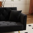 thumbnail image 6 of Arouseden 72" Black Velvet 3 Seater Sofa Golden Legs,American Retro Style Couch with 2 Comfortable Pillows,Velvet Button Tufted Couch for bedroom,Upholstered 3-Seater Sofa for Small Living Room, 6 of 10