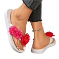 thumbnail image 5 of IEMIEMIEM Women's Platform Flip Flops Floral Wedge Sandals Comfortable Soft Cushion Slip on Summer Beach Vacation Thong Indoor Outdoor Walking Shoes White 6.5 Wide, 5 of 6
