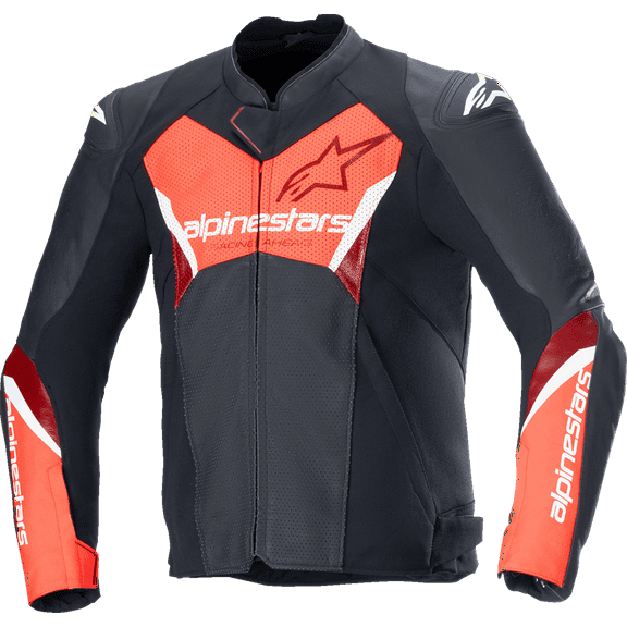 ALPINESTARS Faster v3 Airflow Leather Jacket - Black/Red Fluo - US 44 / EU 54 3103625-1030-54