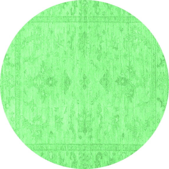 Ahgly Company Indoor Round Oriental Emerald Green Traditional Area Rugs, 6' Round