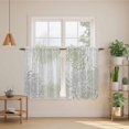 thumbnail image 3 of Sage Green White Kitchen Curtains, Abstract Grey Chrysanthemum Flower Light Filtering Window Curtain Panels, 2Pcs Rod Pocket Window Treatments Set for Study Room Bathroom Bedroom 52x54 Inches, 3 of 9