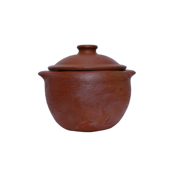 Clay Handi Earthen Pot For Cooking With Lid - Brown, 3 Liters, Handmade