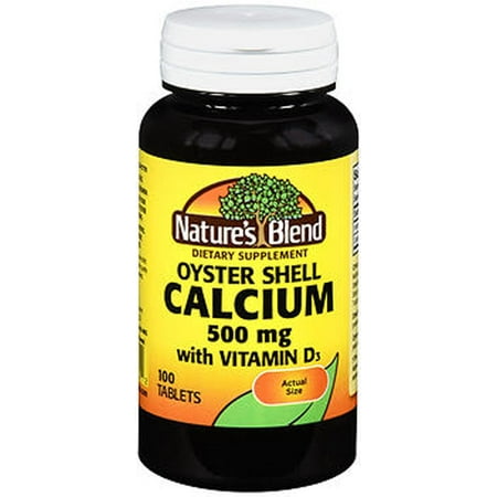 Nature's Blend Oyster Shell Calcium & D3 Tablets, 500 mg, 100 Count