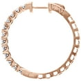 thumbnail image 3 of 10K Rose Gold Real Diamond One Row Bezel Set 1.10" Hoops Huggie Earrings 1/2 CT., 3 of 5