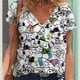 thumbnail image 3 of Camisetas estéticas con cuello en V para mujer, camisetas con estampado gráfico de Snoopy de MINISO, camisetas de manga corta Harajuku Y2k, ropa femenina, top lindo, 3 of 5