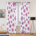 thumbnail image 2 of Purple Pink Spring Floral Kitchen Curtains Window Panels, Summer Botanical Flower Insulated Window Treatment Curtain, Grommet Curtains for Bedroom/Living Room/Bathroom, 2 Piece 42"Wx84"L, 2 of 8