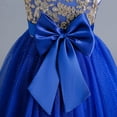 thumbnail image 4 of Vestidoo Formal Vestido de cintura alta con cuello redondo y elegante vestido de princesa con vuelo para niñas Kuymtek Azul 6-7- años para Niña, 4 of 9