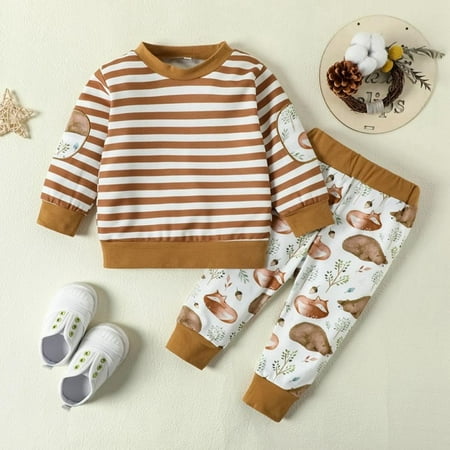 

Toddler Baby Boy Spring Fall Winter Clothes Long Sleeve T-Shirt Tops+Long Pants Two Piece Outfit