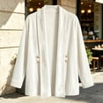 thumbnail image 5 of QIYAGBSA Womens Velour Cardigan Soft Open Front Shawl Collar Long Sleeve Decorative Button Casual Fall Winter Outerwear Sweaters(White, XL), 5 of 5